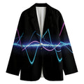 Pink And Teal Sound Wave Print Women's Cotton Blazer