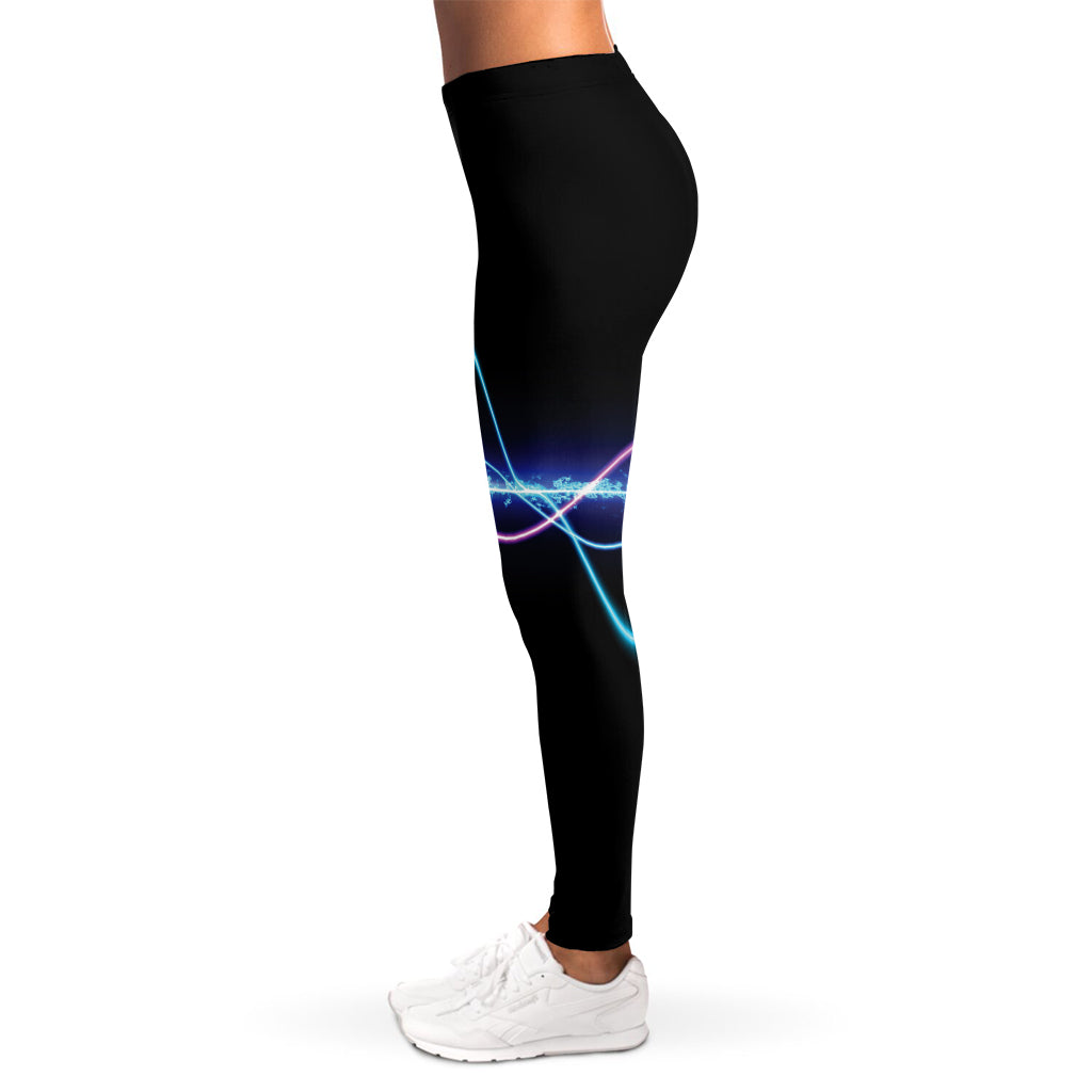 Pink And Teal Sound Wave Print Women's Leggings