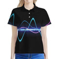 Pink And Teal Sound Wave Print Women's Polo Shirt