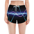 Pink And Teal Sound Wave Print Women's Split Running Shorts