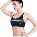Pink And Teal Sound Wave Print Women's Sports Bra