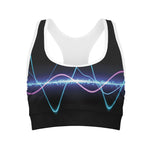Pink And Teal Sound Wave Print Women's Sports Bra