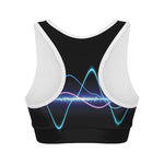 Pink And Teal Sound Wave Print Women's Sports Bra