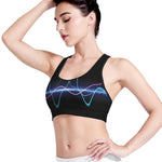 Pink And Teal Sound Wave Print Women's Sports Bra