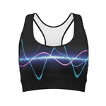 Pink And Teal Sound Wave Print Women's Sports Bra