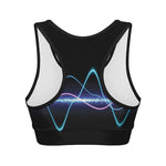 Pink And Teal Sound Wave Print Women's Sports Bra