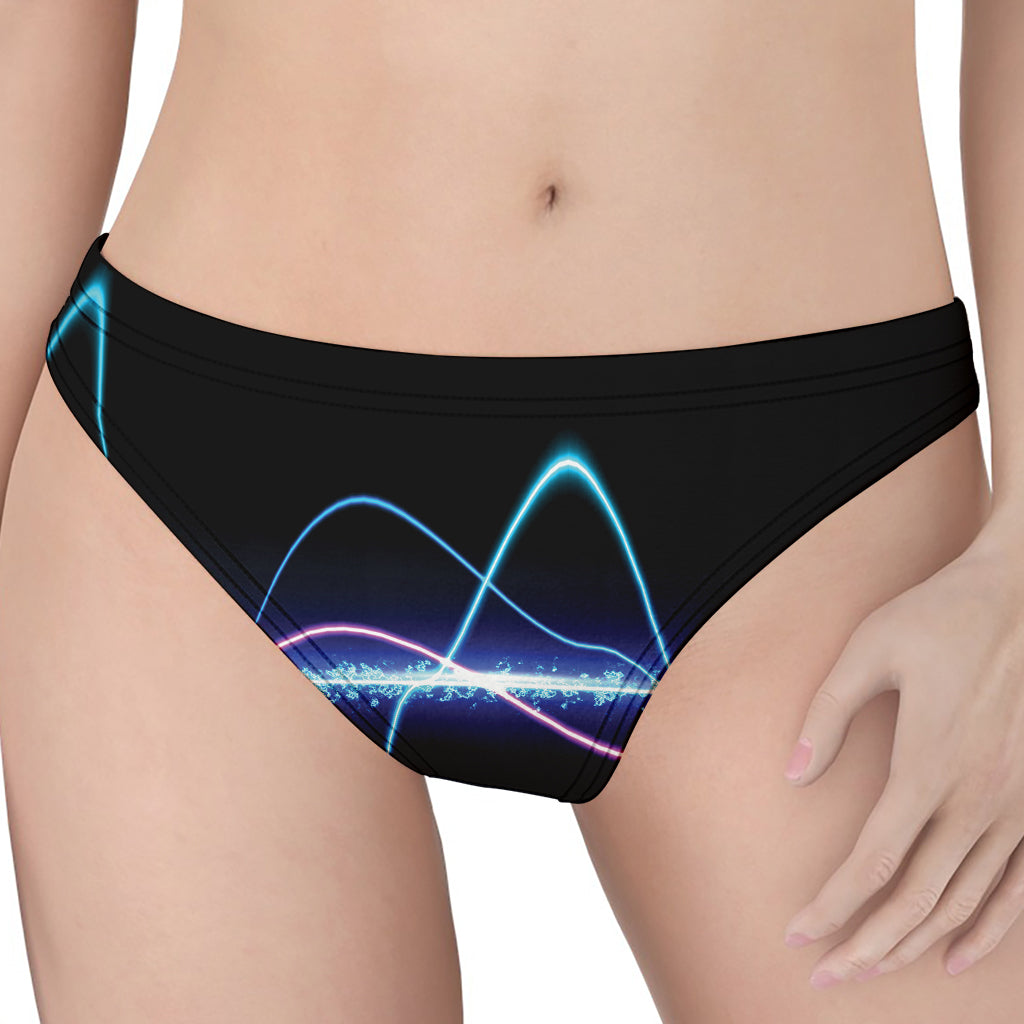 Pink And Teal Sound Wave Print Women's Thong