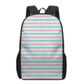 Pink And Teal Striped Pattern Print 17 Inch Backpack