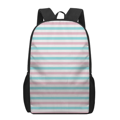 Pink And Teal Striped Pattern Print 17 Inch Backpack