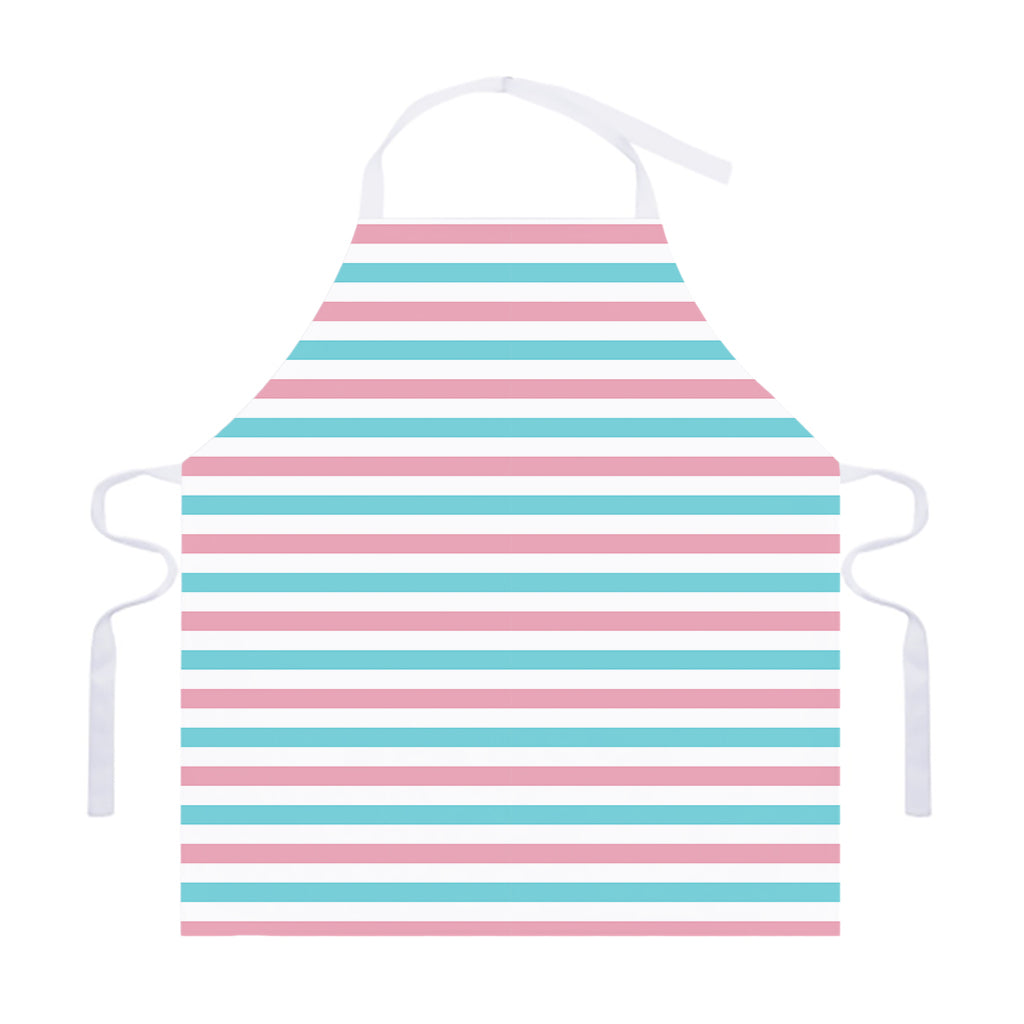 Pink And Teal Striped Pattern Print Adjustable Apron