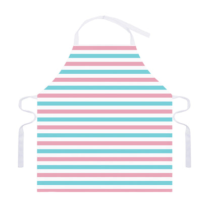 Pink And Teal Striped Pattern Print Adjustable Apron