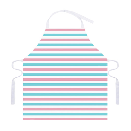 Pink And Teal Striped Pattern Print Adjustable Apron