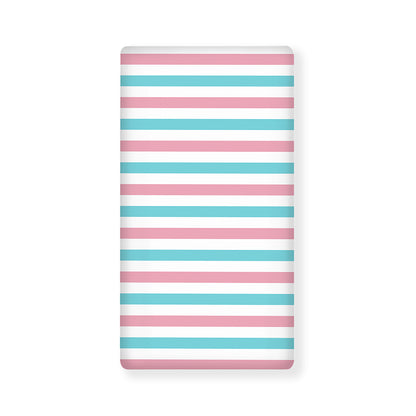 Pink And Teal Striped Pattern Print Baby Crib Sheet