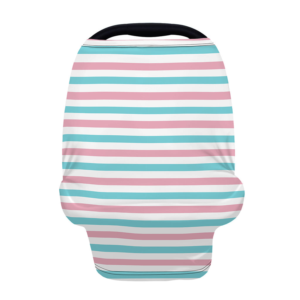 Pink And Teal Striped Pattern Print Baby Seat Cover