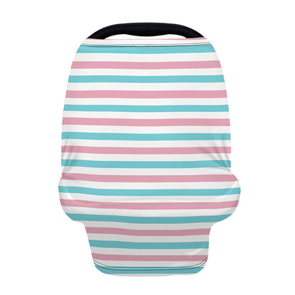 Pink And Teal Striped Pattern Print Baby Seat Cover