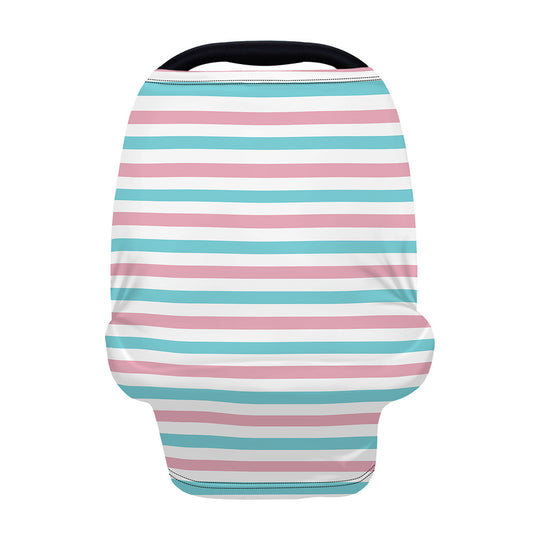Pink And Teal Striped Pattern Print Baby Seat Cover