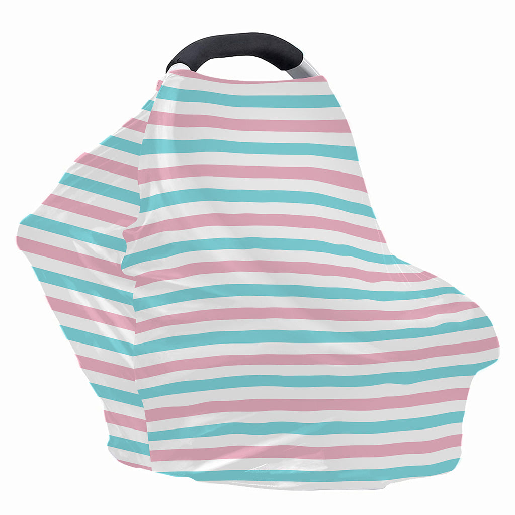 Pink And Teal Striped Pattern Print Baby Seat Cover