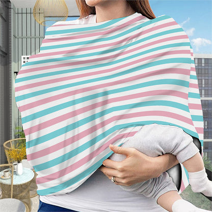Pink And Teal Striped Pattern Print Baby Seat Cover