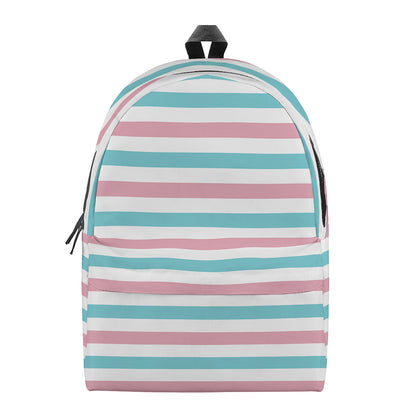 Pink And Teal Striped Pattern Print Backpack