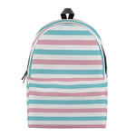 Pink And Teal Striped Pattern Print Backpack
