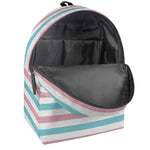 Pink And Teal Striped Pattern Print Backpack