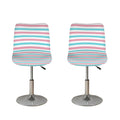 Pink And Teal Striped Pattern Print Bar Stool Covers