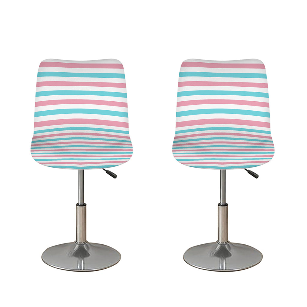 Pink And Teal Striped Pattern Print Bar Stool Covers
