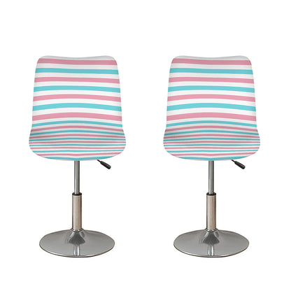 Pink And Teal Striped Pattern Print Bar Stool Covers