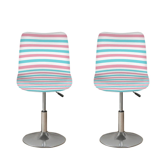 Pink And Teal Striped Pattern Print Bar Stool Covers