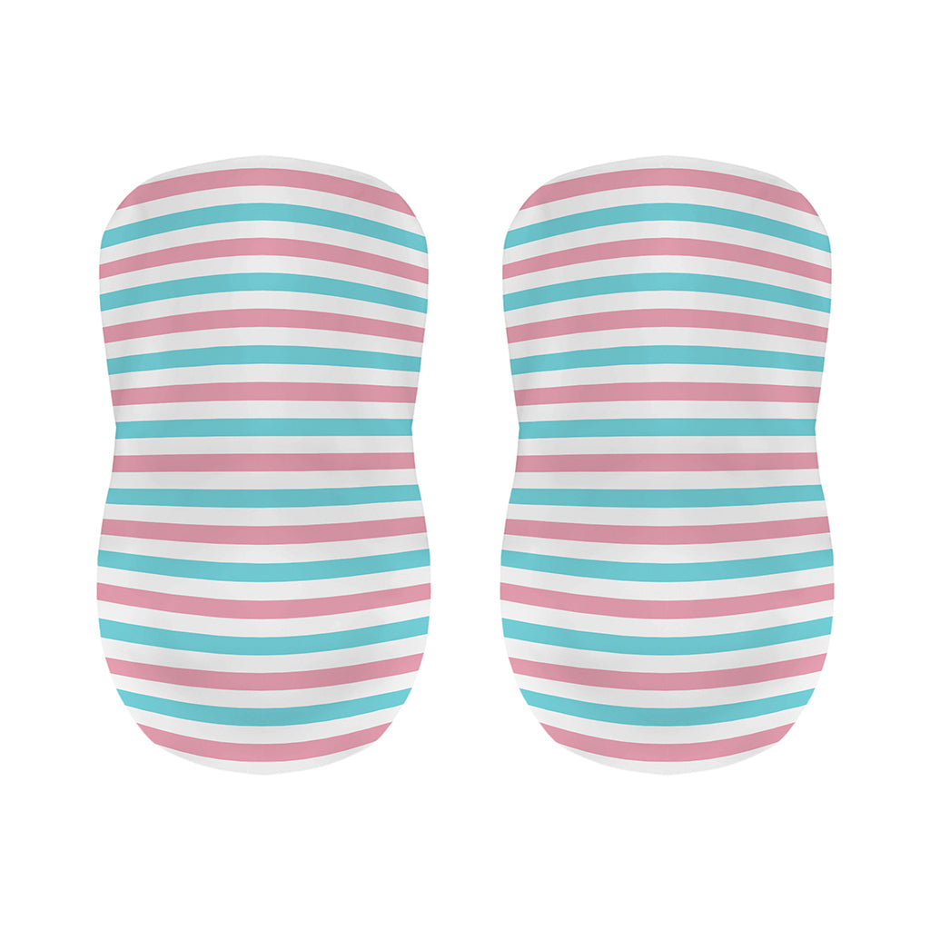 Pink And Teal Striped Pattern Print Bar Stool Covers