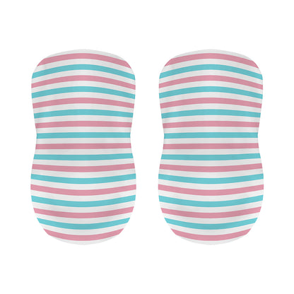 Pink And Teal Striped Pattern Print Bar Stool Covers