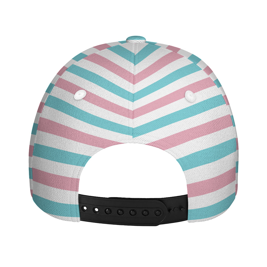 Pink And Teal Striped Pattern Print Baseball Cap
