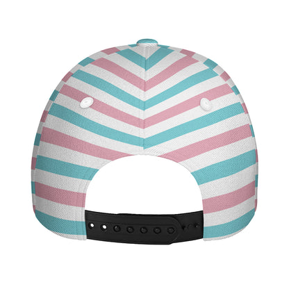 Pink And Teal Striped Pattern Print Baseball Cap