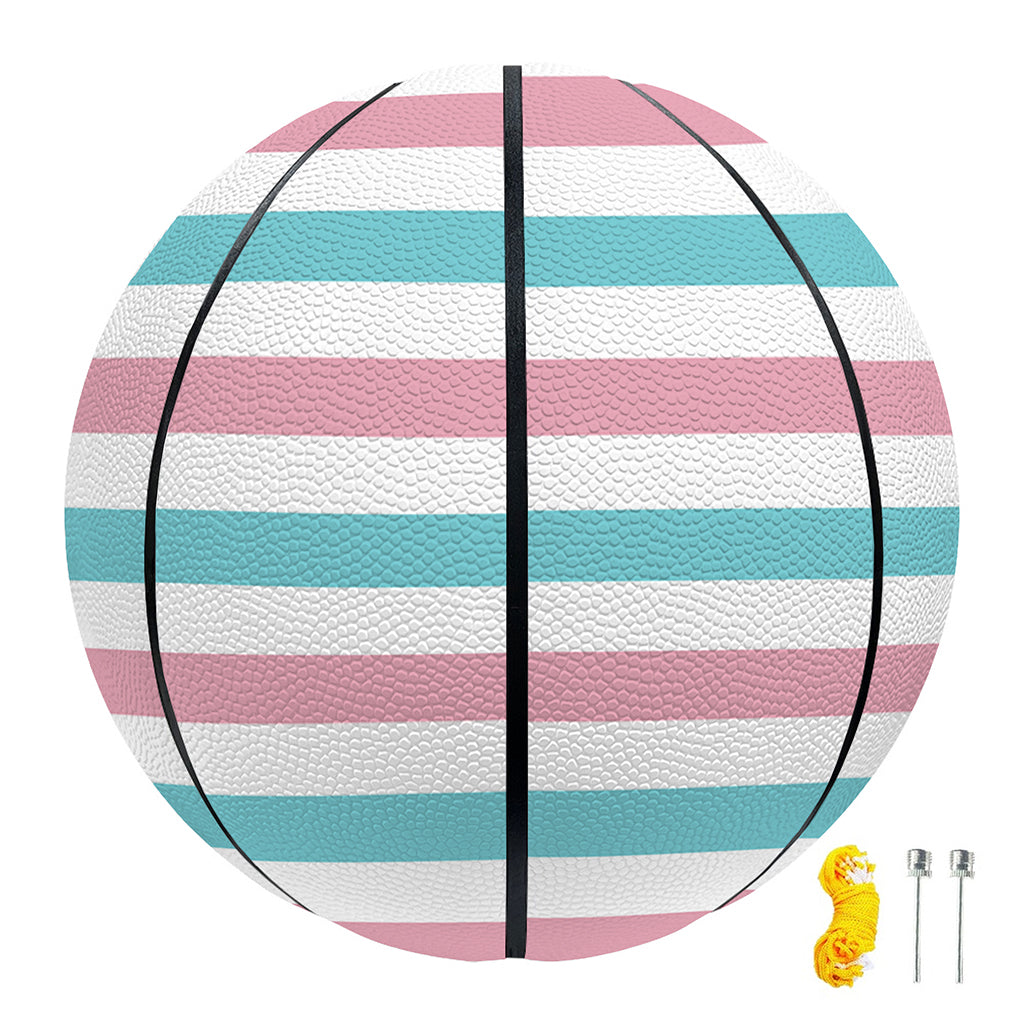 Pink And Teal Striped Pattern Print Basketball