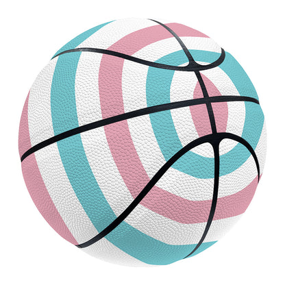 Pink And Teal Striped Pattern Print Basketball