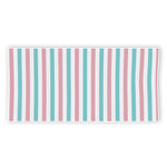 Pink And Teal Striped Pattern Print Beach Towel