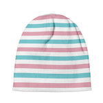 Pink And Teal Striped Pattern Print Beanie