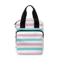 Pink And Teal Striped Pattern Print Bible Tote Bag