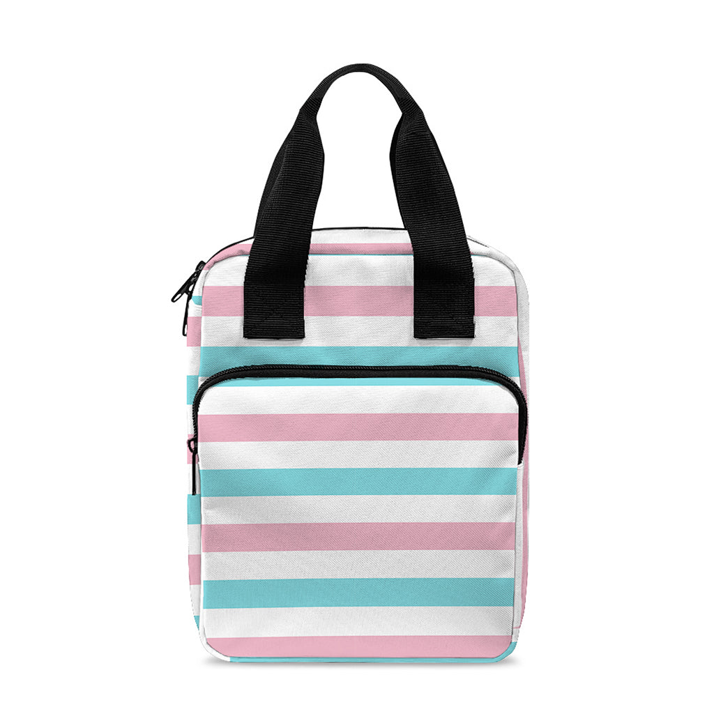 Pink And Teal Striped Pattern Print Bible Tote Bag