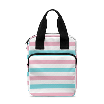 Pink And Teal Striped Pattern Print Bible Tote Bag
