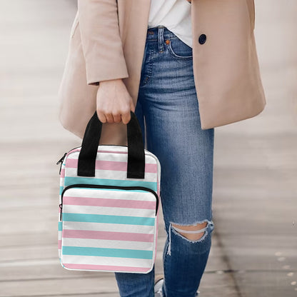Pink And Teal Striped Pattern Print Bible Tote Bag