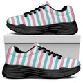 Pink And Teal Striped Pattern Print Black Chunky Shoes