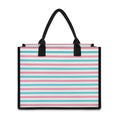 Pink And Teal Striped Pattern Print Canvas Tote Bag