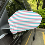 Pink And Teal Striped Pattern Print Car Side Mirror Covers