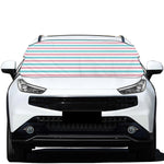 Pink And Teal Striped Pattern Print Car Windshield Snow Cover