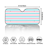 Pink And Teal Striped Pattern Print Car Windshield Sun Shade
