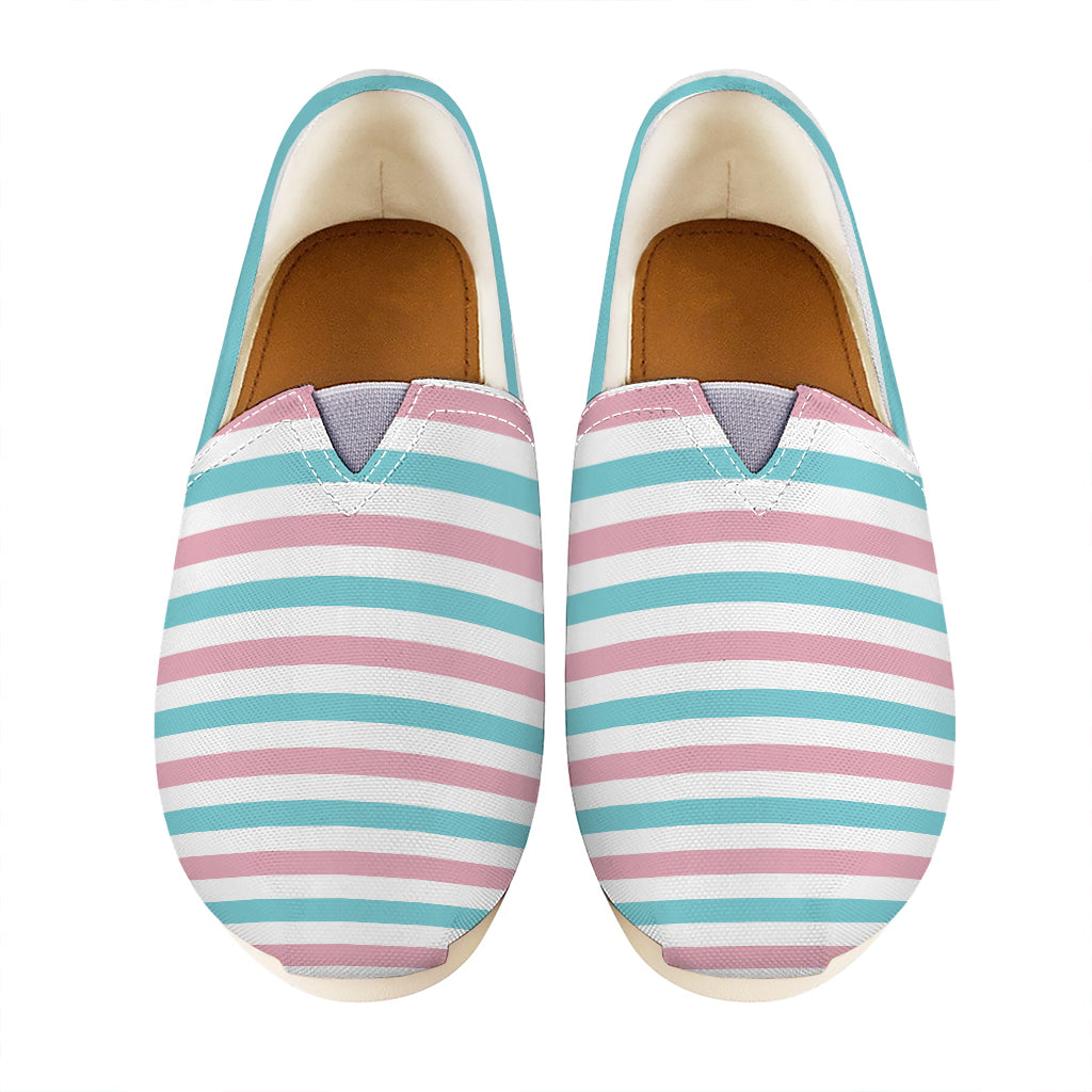 Pink And Teal Striped Pattern Print Casual Shoes
