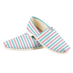 Pink And Teal Striped Pattern Print Casual Shoes