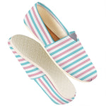 Pink And Teal Striped Pattern Print Casual Shoes