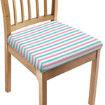 Pink And Teal Striped Pattern Print Chair Cushion Cover